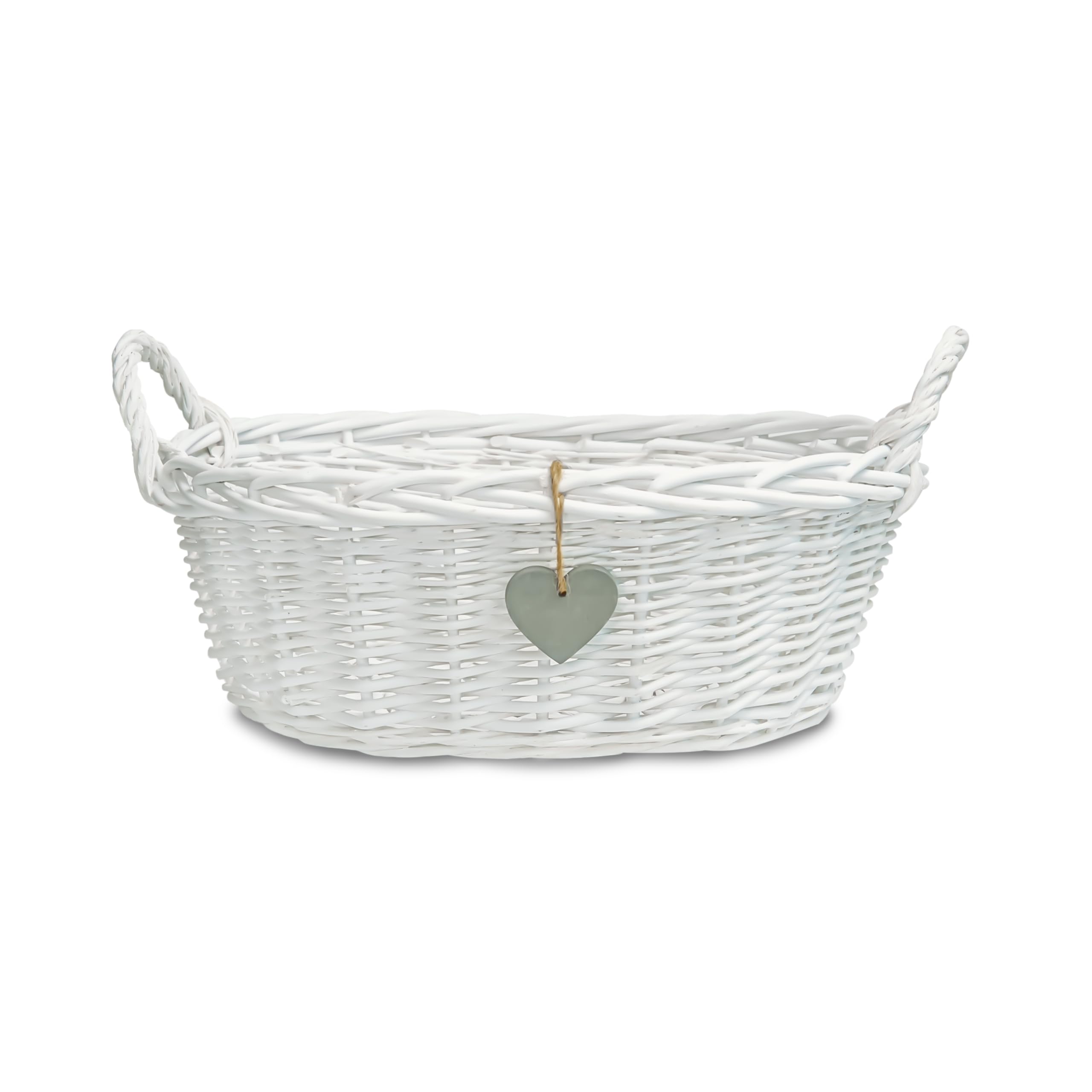 Wickerfield White Wicker Basket Newborn Baby Gift Hamper Retail Display Christmas Baskets Bathroom Storage Nursery Room Storage Basket (White)