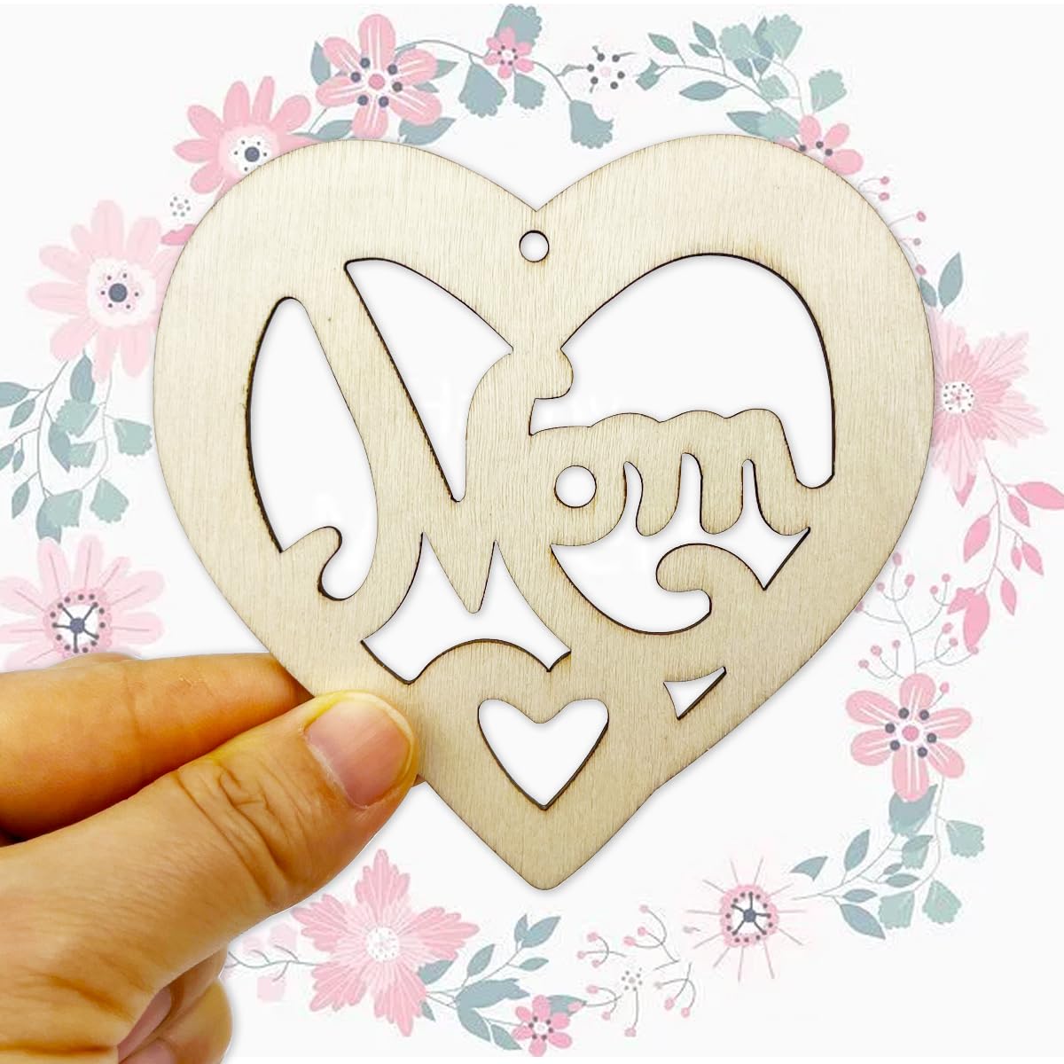 Wooden Heart Cutouts With Ropes - 20 Piece 4x4 Inch Craft Hearts For DIY Decor