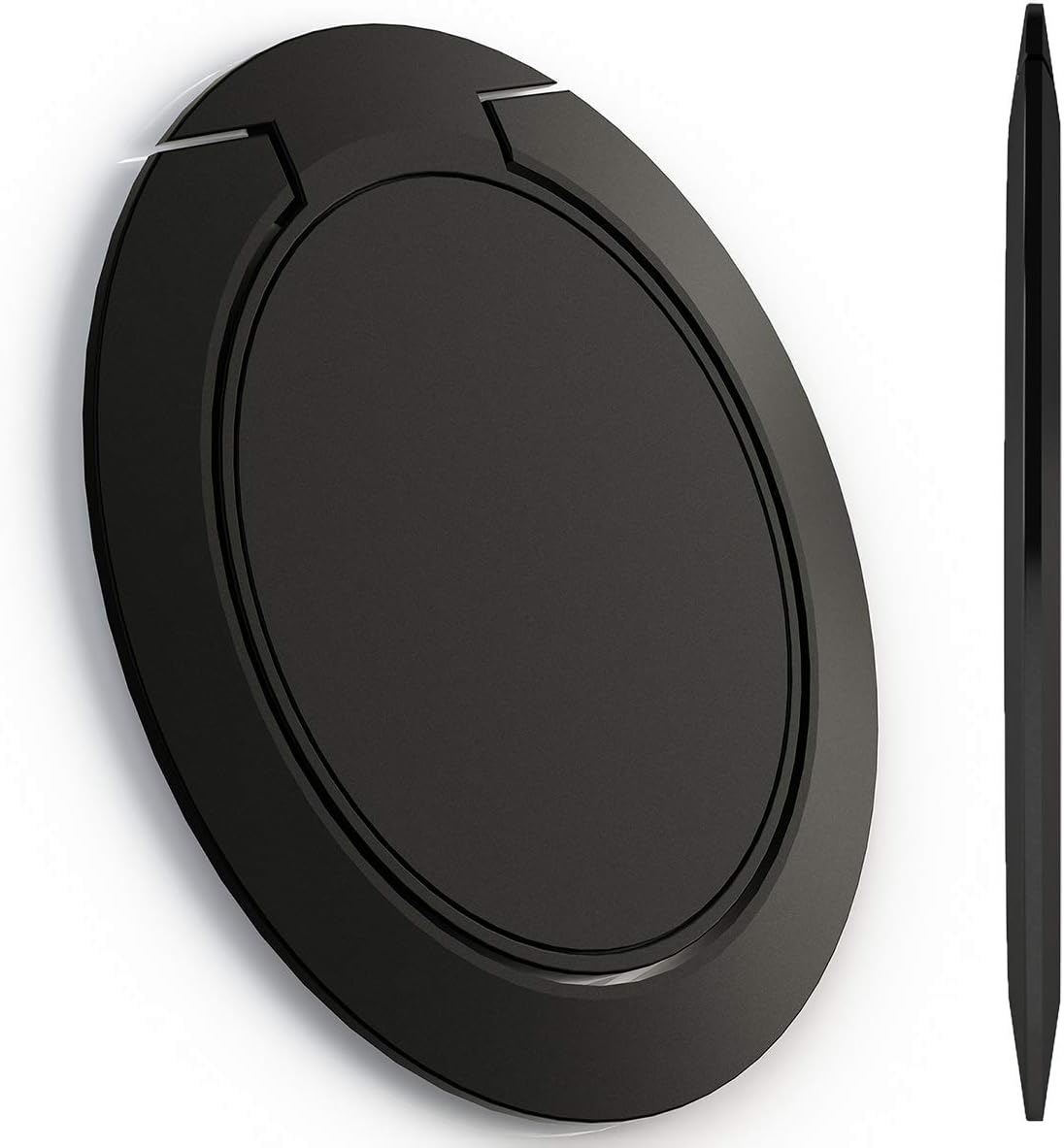 World's Slimmest Phone Ring Holder,Attom Tech Ultra Thin Cell Phone Ring Stand Magnetic Car Mount Hook Matte Center Compatible for iPhone X 8 7 Plus 6S 6 5s 5 SE,Galaxy S8 S7 S6 Edge,Note (Black)