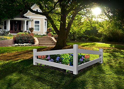 Vita Split Rail Corner Picket Vinyl Fence, White,...