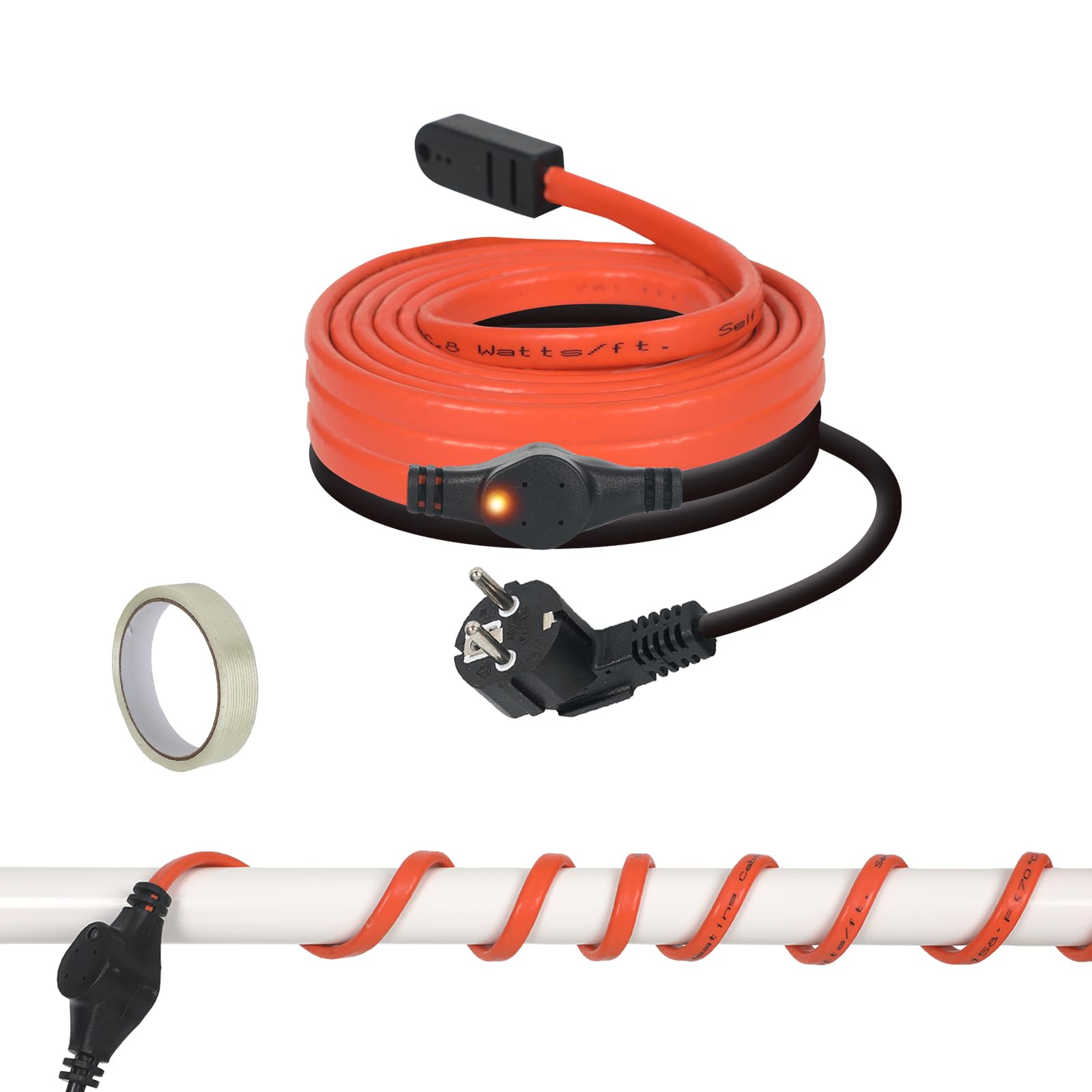 Cavo riscaldante antigelo con termostato, 3 m, autoregolante, 25 W/m, 230 V