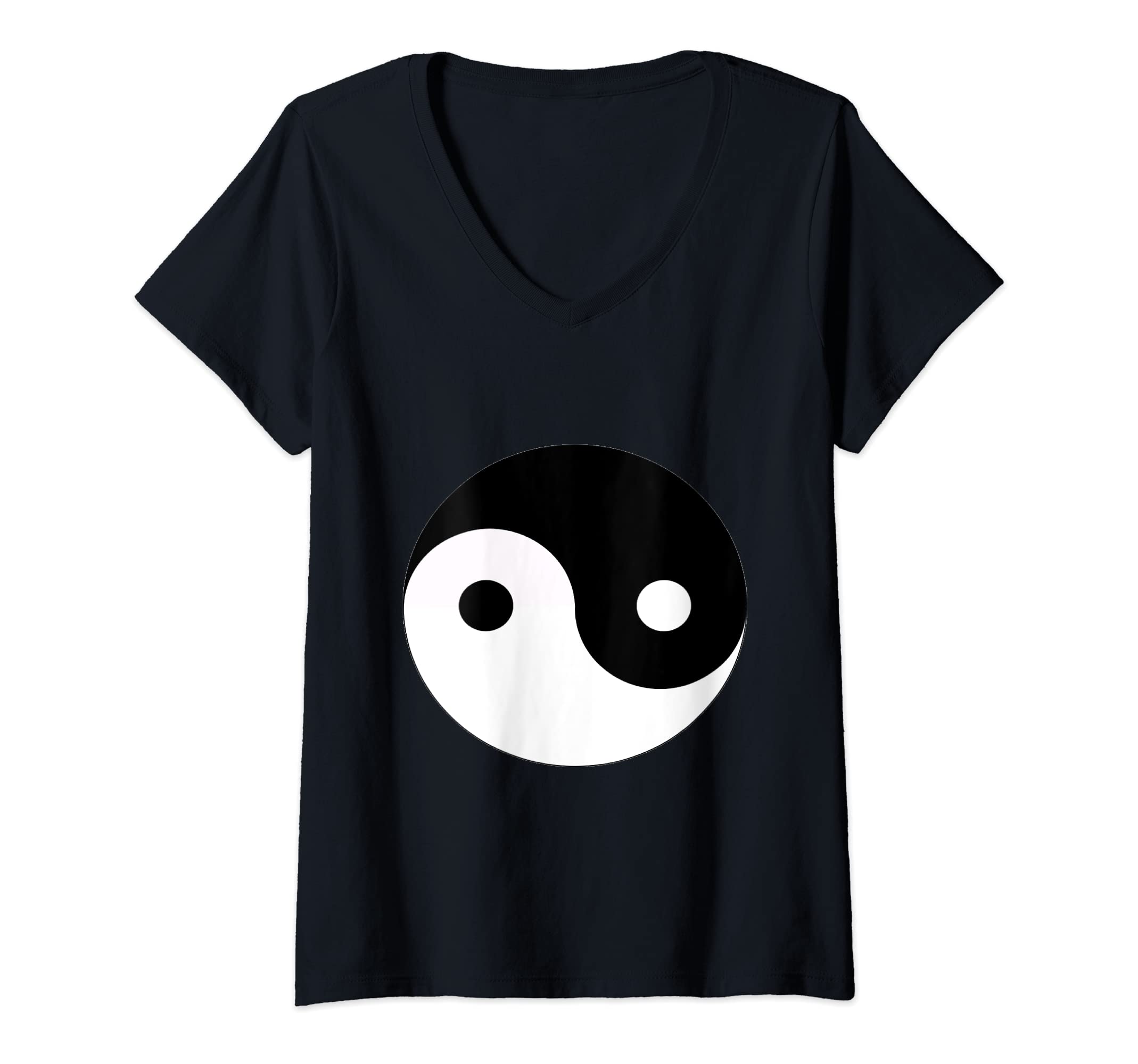 Womens Horizontal Yin-Yang V-Neck T-Shirt