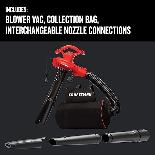 Miniatura 7 de CRAFTSMAN Leaf Blower, Leaf Vacuum and Mulcher, 3-in-1 Backpack Blower, Up to 230 MPH, 12 Amp, Corded Electric (CMEBL700)