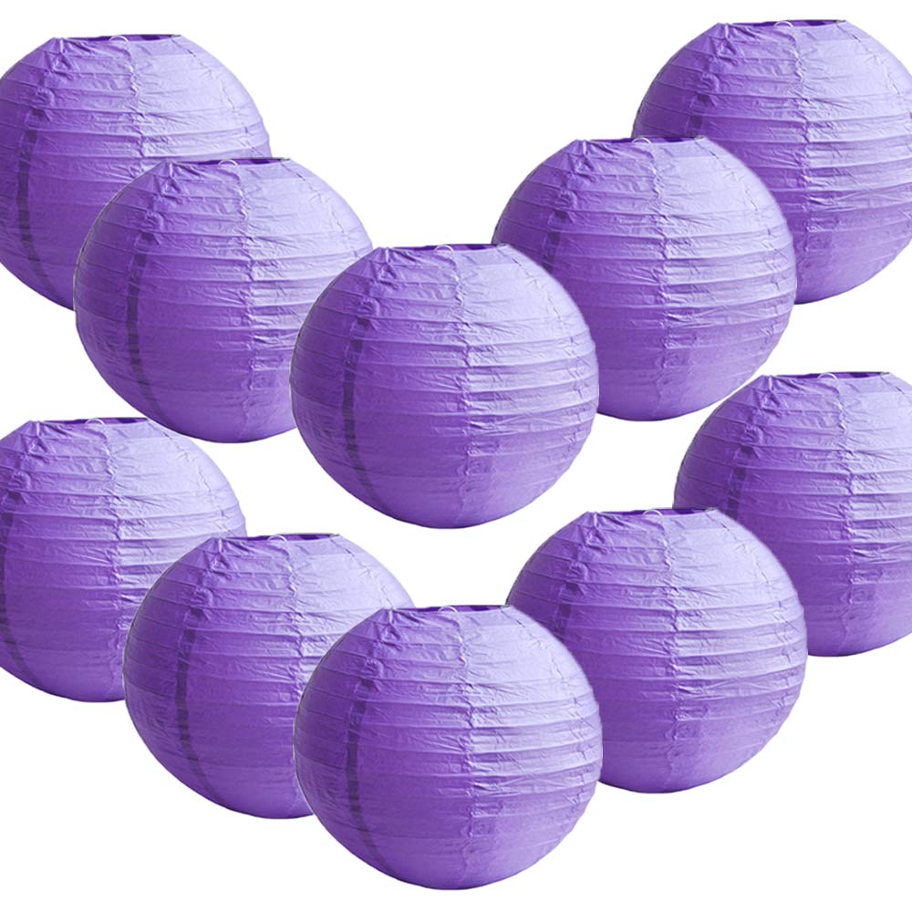 Time to Sparkle 10 Pack Tissue Paper Round Lanterns LampShade Lamp Shade Wedding Birthday Party Decoration | Purple, 20"(50cm) | — image 1