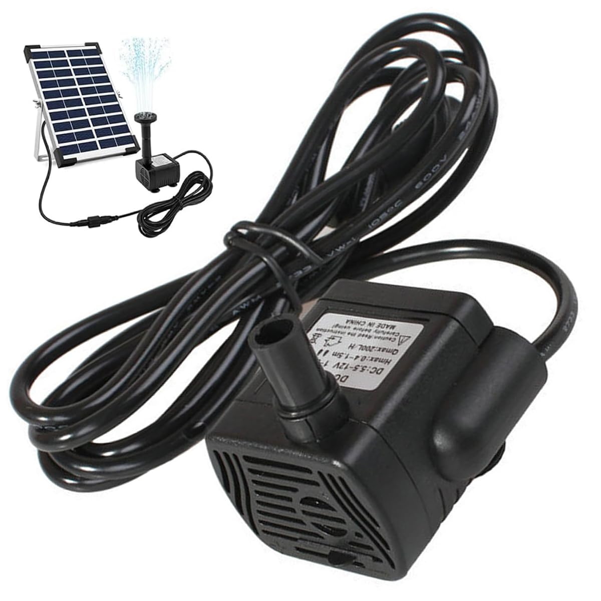 5.5V-12V Mini Solar Fountain Pump 3W 300L H Capacity Suitable for Quiet Waterproof DC Water Feature Pump in Aquariums and Gardens (5.5V~12V)