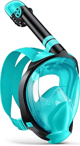 Miniatura 24 de Zenoplige Máscara de esnórquel de cara completa para adultos, equipo de esnórquel seco con soporte para cámara, máscara panorámica plegable de 180