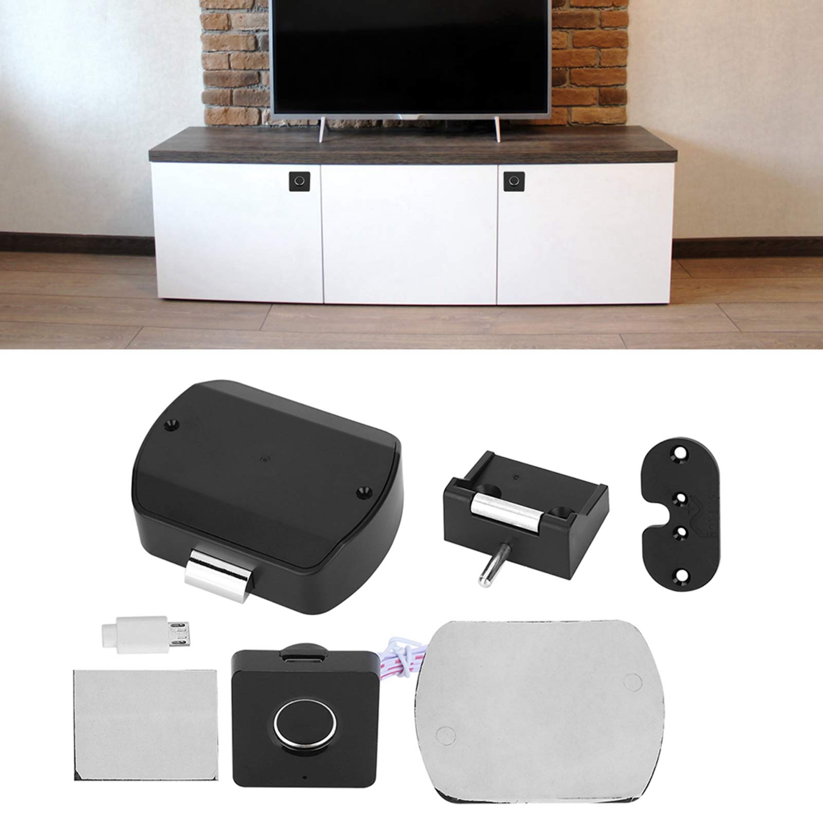 Intelligent Fingerprint Lock, Fingerprint Cabinet Lock, Smart Electric Drawer Cabinet Lock for Home Office Wardrobe Furniture