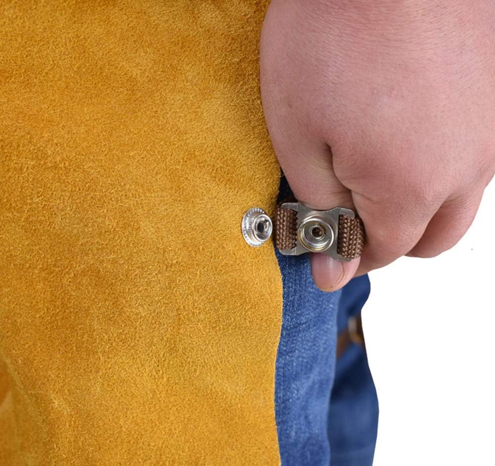 Oncefirst Welding Safety Chaps Leather Apron Style Adjustment Split Leg Fire & Wear Resistant Safety Apparel Yellow One Size - - 