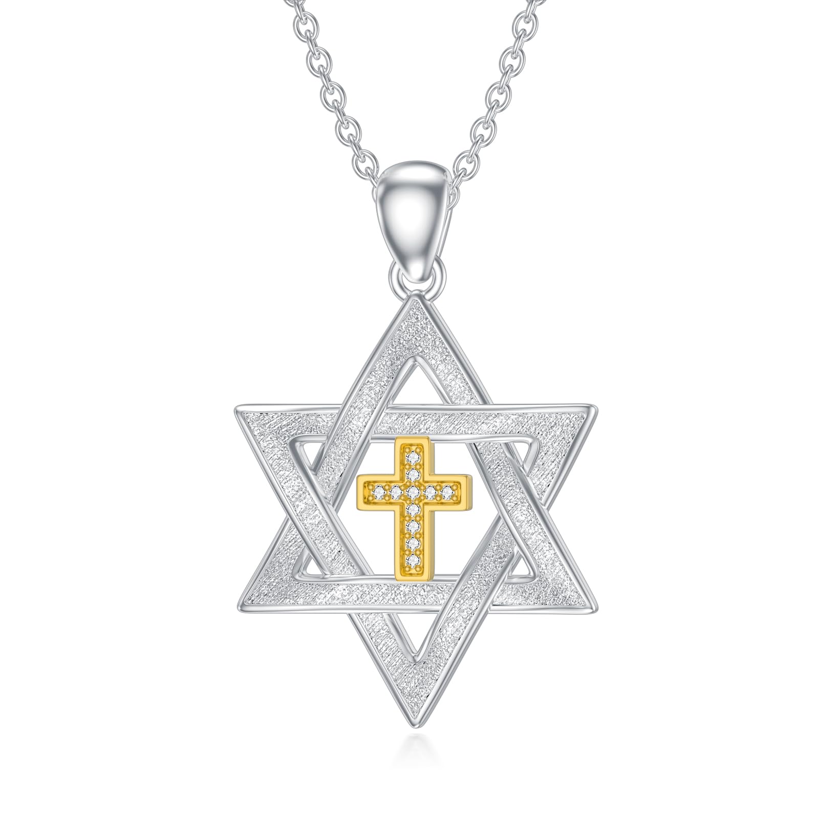 Collana con ciondolo a forma di stella di David, da donna, in argento Sterling 925, con ciondolo a forma di stella di Davide, con diamanti