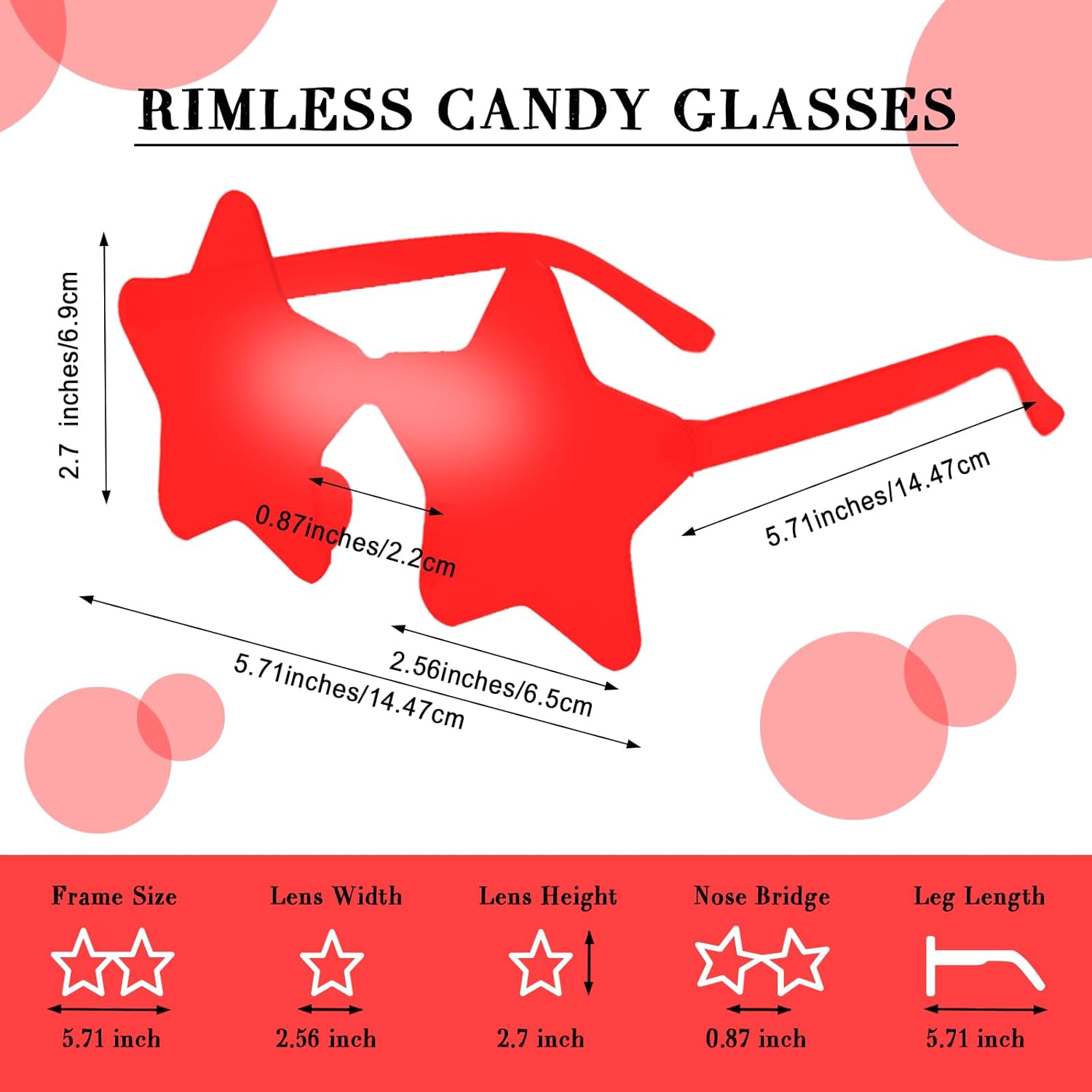 CHRORINE 8/16/24/40 Pairs Rimless Star Shape Sunglasses Transparent Glasses Bulk for Party Decor Favor - Image 2