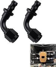 6AN to 3/8 90 Degree Push Lock Hose Fitting End For Rubber Fuel Line Black (2PCS)