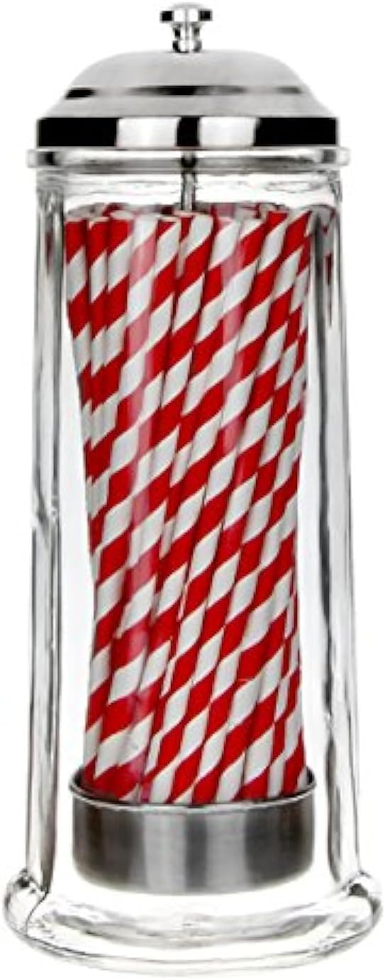 bardrinkstuff Glass Straw Dispenser, Retro Straw Dispenser, Straw