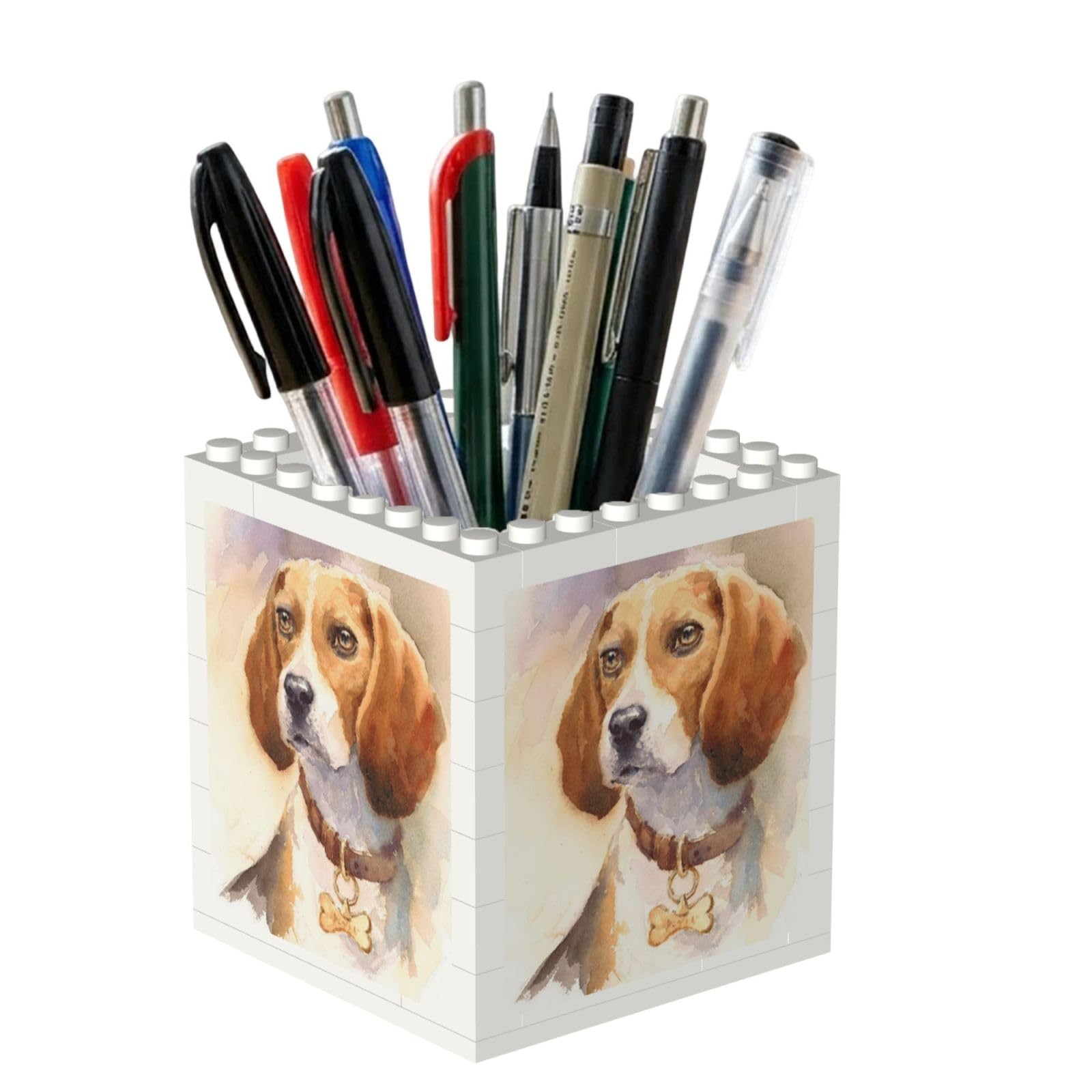 Poadnly Watercolor Beagle Head, Pen Pot Pencil Holder for Office Home School, Compact Desk Organiser for Office Stationery