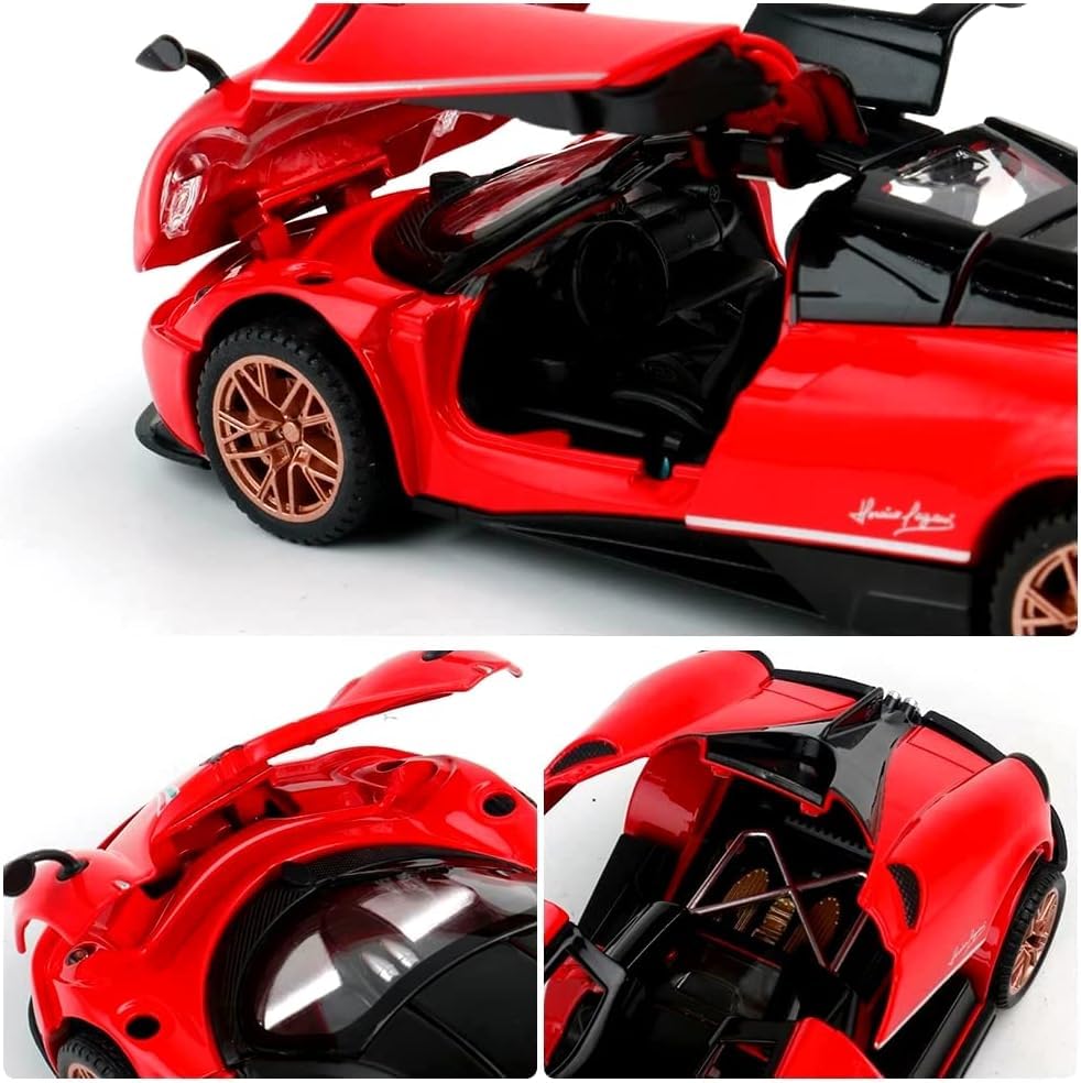 Image of Alloy Diecast Metal Cars Model Collectible Pagani Huayra Dinastia 1:32 Pull Back Vehicle Toy for Kids Boys Girl Gift (RED)