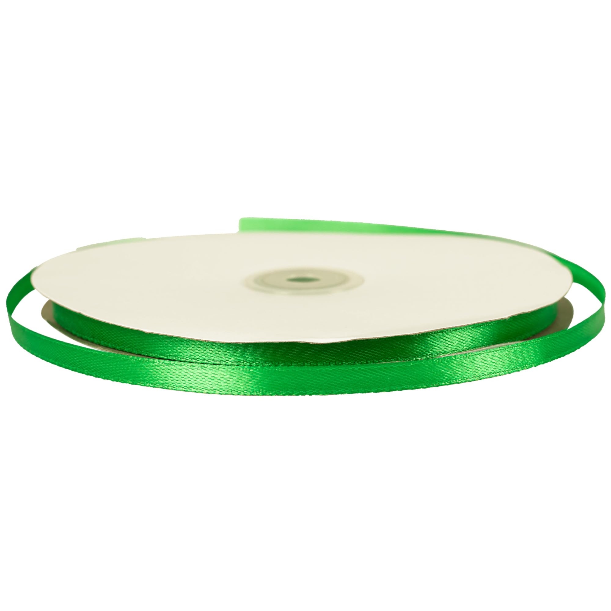 Green Satin Ribbon 6mm Thin x 91m - Green Gift Wrapping Ribbon for Wedding Christmas & Crafts