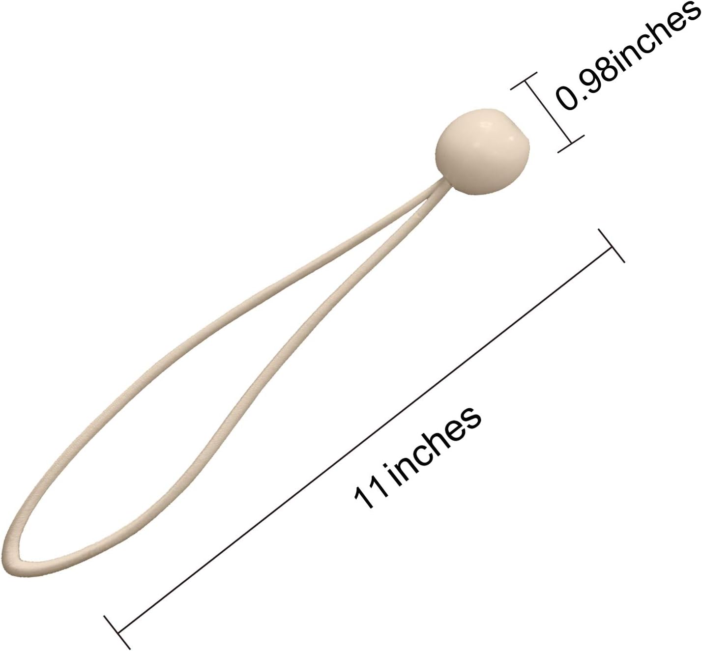 ABCCANOPY Heavy Duty Ball Bungee Canopy Tarp Tie Down Cord Elastic String Ball Bungee tarp Ball Ties (9" Beige 25pcs)