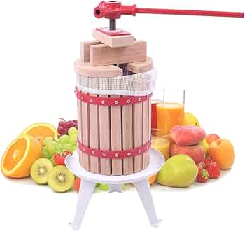 VEVOR Fruitpers Sappers Bessenpers 12 L, 25 X Cm Zelkova Hout Handmatige Fruitpers Appelpers Wijnpers Pureerpers Sapcentrifuge Fruitmolen Met Filterzakjes 751037169