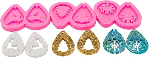 Miniatura 2 de AMZTOART Art DIY - Aretes de copo de nieve y árbol, moldes de resina de silicona, moldes de fundición de resina para hacer manualidades con moldes