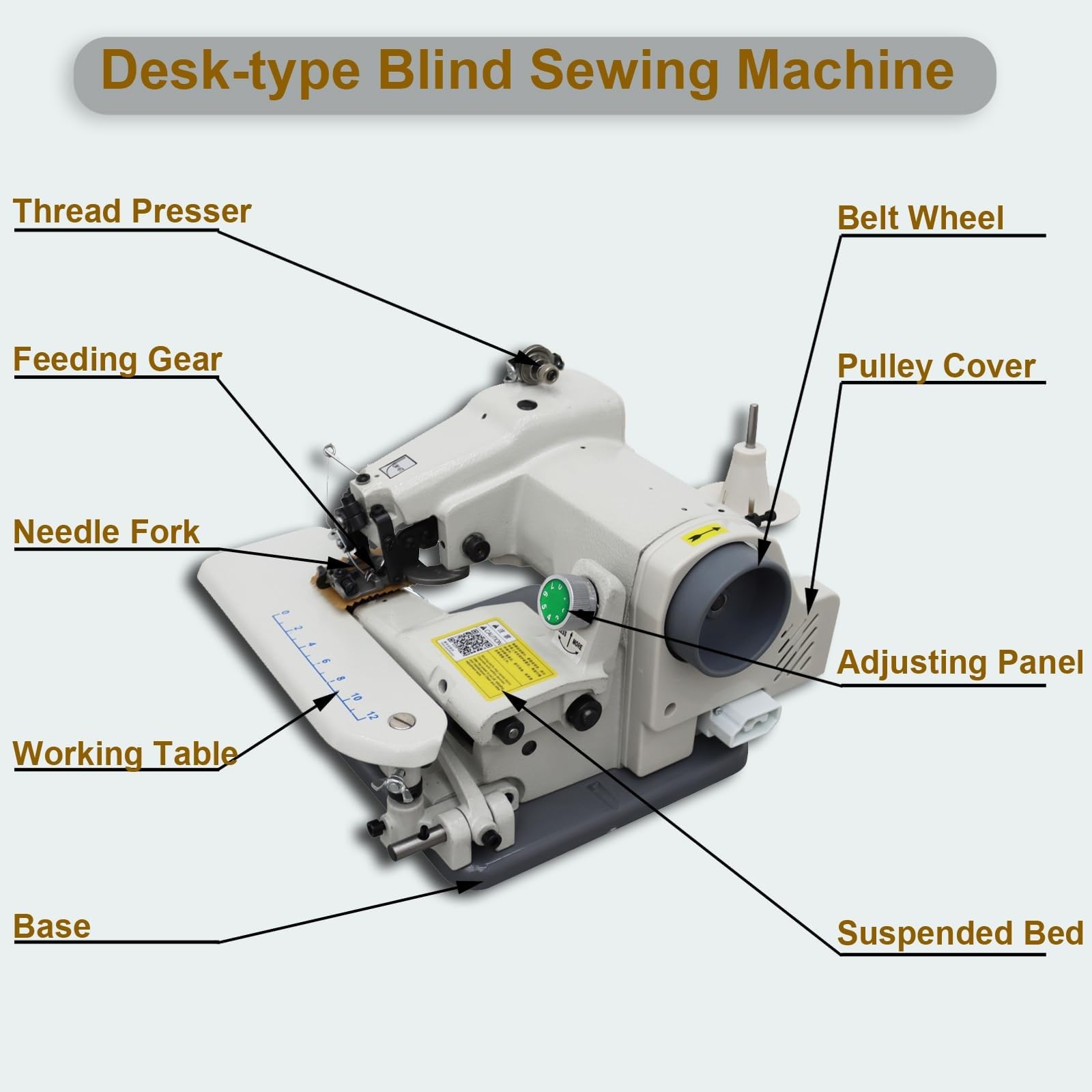 Máquina de coser de punto ciego de escritorio, 3-8 mm, RM-500, máquina de coser de modista con dobladillo con alteraciones, for puños, partes inferiores holgadas, dobladillos de vestidos, cortinas
