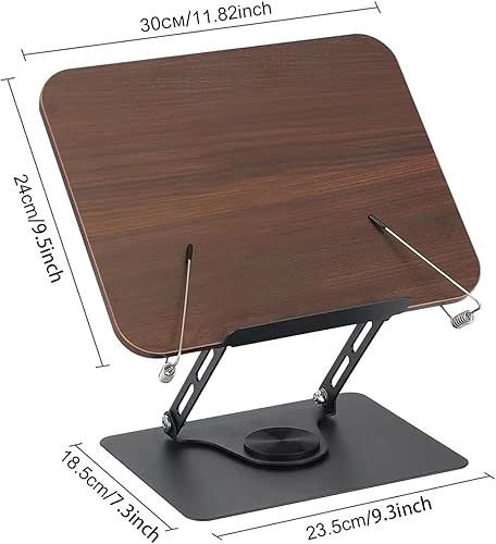 Miniatura 2 de comfoyar Soporte de libro para lectura, soporte plegable de lectura para libros de texto con base giratoria de 360 y clips elásticos para página,