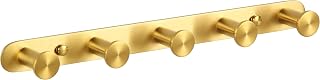 Angle Simple Towel Hook Rack Brushed Gold, SUS304 Stainless Steel Bathroom Hook Rail 5 Hooks, Utility Kitchen Towel Holder, Wall Mount