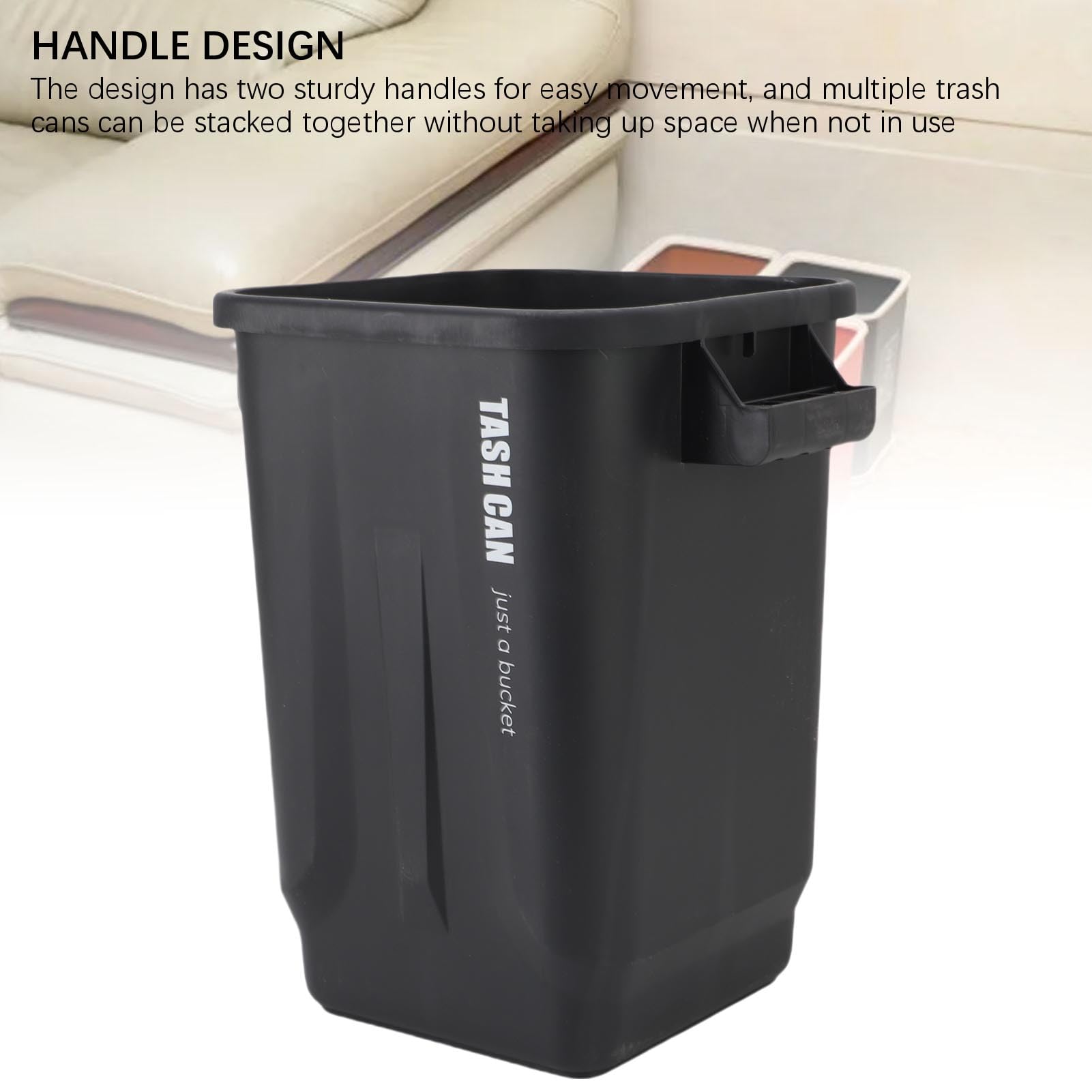 Cubo de Basura de Cocina, Cubo de Basura Compacto que Ahorra Espacio con Asas Resistentes y Diseño Apilable, para Baño, Oficina, Sala de Estar, RV (Negro)