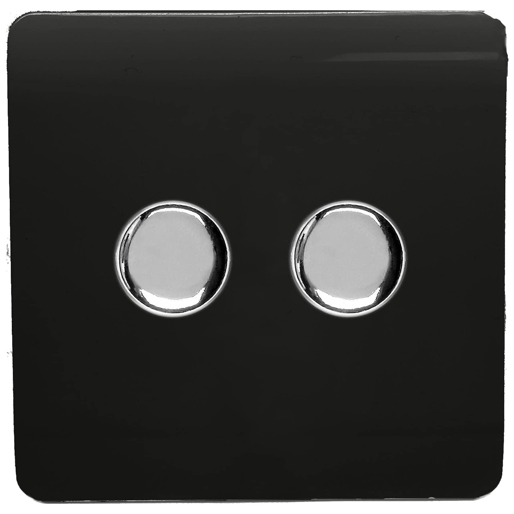 Trendi Artistic Modern Glossy Tactile 2 Gang 2 Way 120w LED Dimmer switch Piano Black