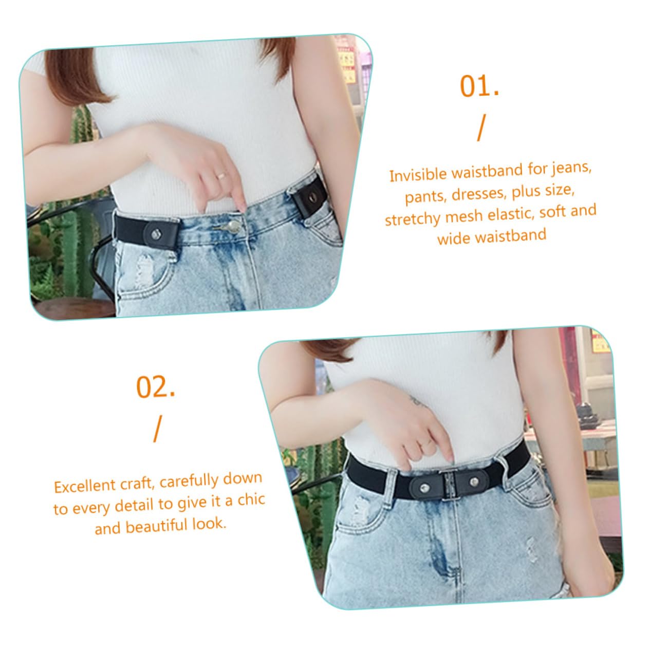 COLLBATH 6stücke Schnallenloser Gürtel Unsichtbarer Elastischer Taillengürtel Für Damen Und Verstellbar Und Dehnbar Für Jeans Und Hosen Kaffee