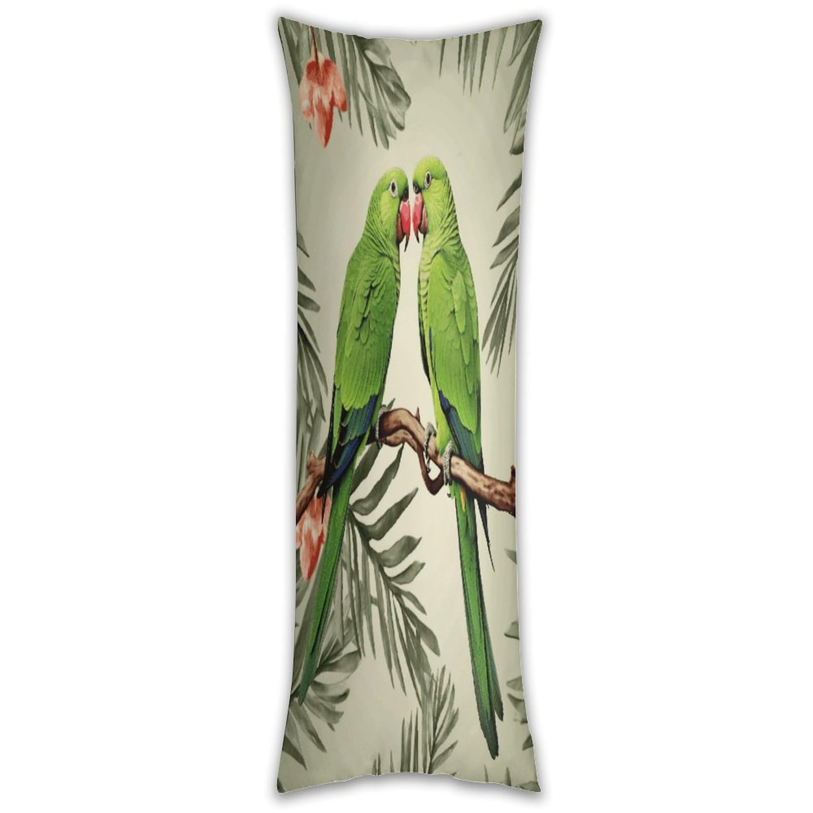 Couple Parrots Olive Pillow Cases Breathable Vertical Long Pillowcase Body Pillowcase with Hidden Zipper Closure Soft and Cozy Pillow Cover 20x54 Inches for Bedroom Couch