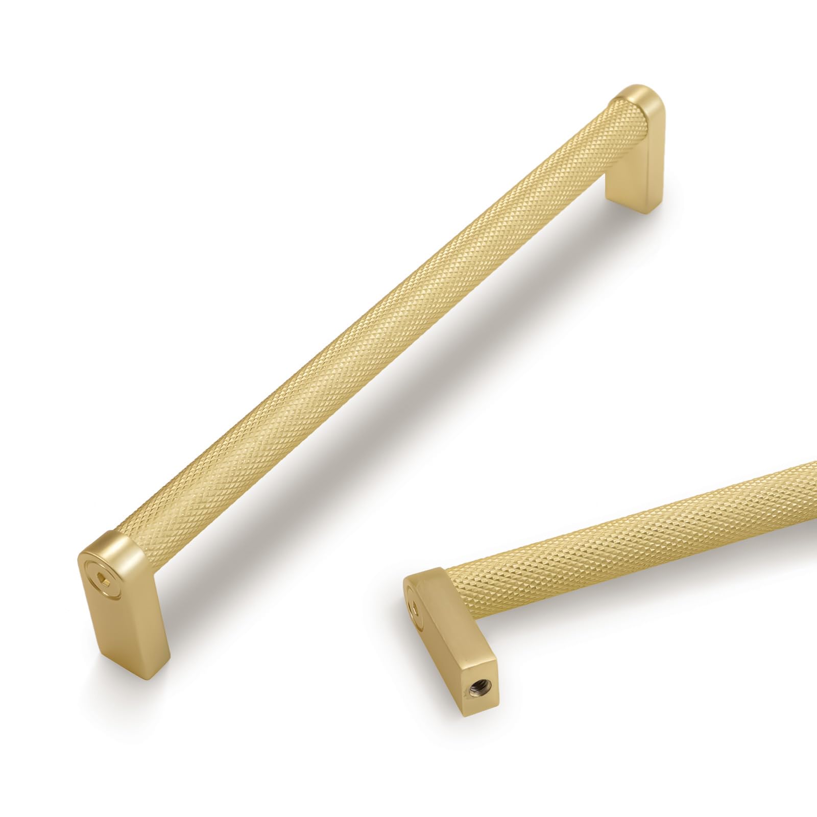 POVEFONK 10 Pack 7-1/2 inch(192mm) Brushed Brass Kitchen Cabinet Handles Knurled Cabinet Pulls Gold Drawer Pulls Kitchen Cabinet Hardware Handles