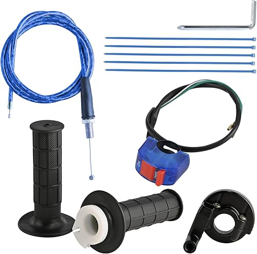 Bccxzm Empuñaduras de mango de acelerador giratorio de bicicleta de 78 pulgadas de 0.866 in, cable de acelerador de 50 pulgadas, 50 90 110 125 cc