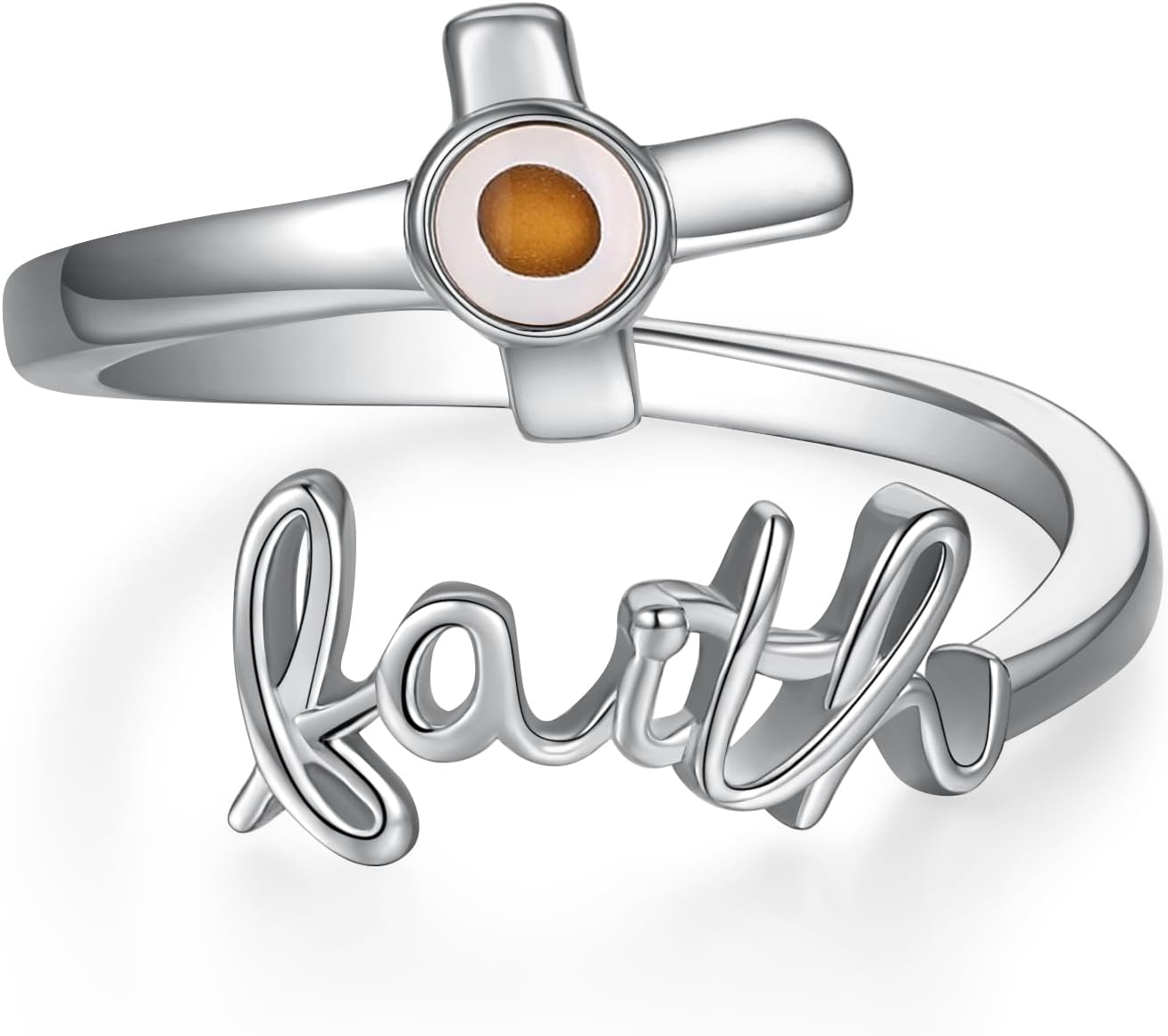 Mustard Seed Ring 925 Sterling Silver Cross Ring Christian Faith Mustard Seed Jewelry for Women Believer Gift