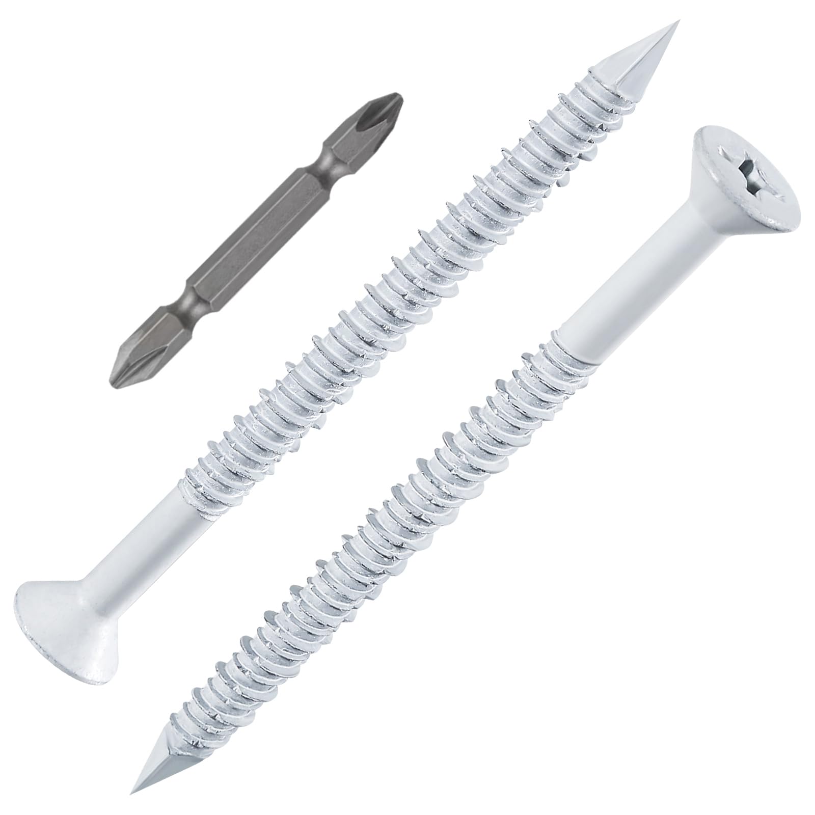 WenSilon(30 PCS) 1/4" x2-3/4 White Concrete Screw Anchor White Flat Head for Anchoring to Masonry, Block or Brick Stucco
