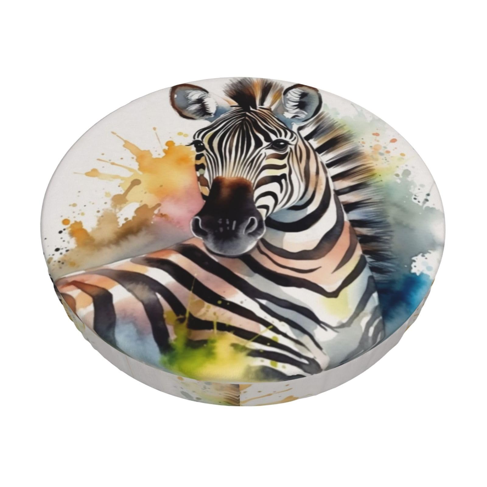 Fodpand Black Cute Zebra Watercolor Stool Covers Round 12 Inch, Stretch Round Bar Stool Seat Covers Washable Dustproof Stool Cushion Slipcover Soft Velvet Bar Chair Covers With Elastic Band