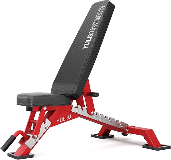 YOLEO Commercial Adjustable Weight Bench - MAX 2300/660LB Heavy Duty Workout Bench for Home Gym, Decline/Flat/Incline Bench Press 2.4" Thick Pad(6-Step Assembly)