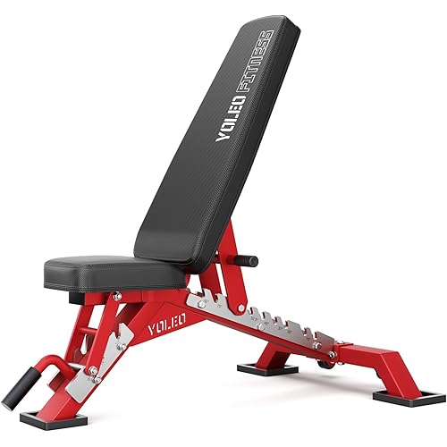 YOLEO Commercial Adjustable Weight Bench - MAX 2300/660LB Heavy Duty Workout Bench for Home Gym, Decline/Flat/Incline Bench Press 2.4" Thick Pad(6-Step Assembly)