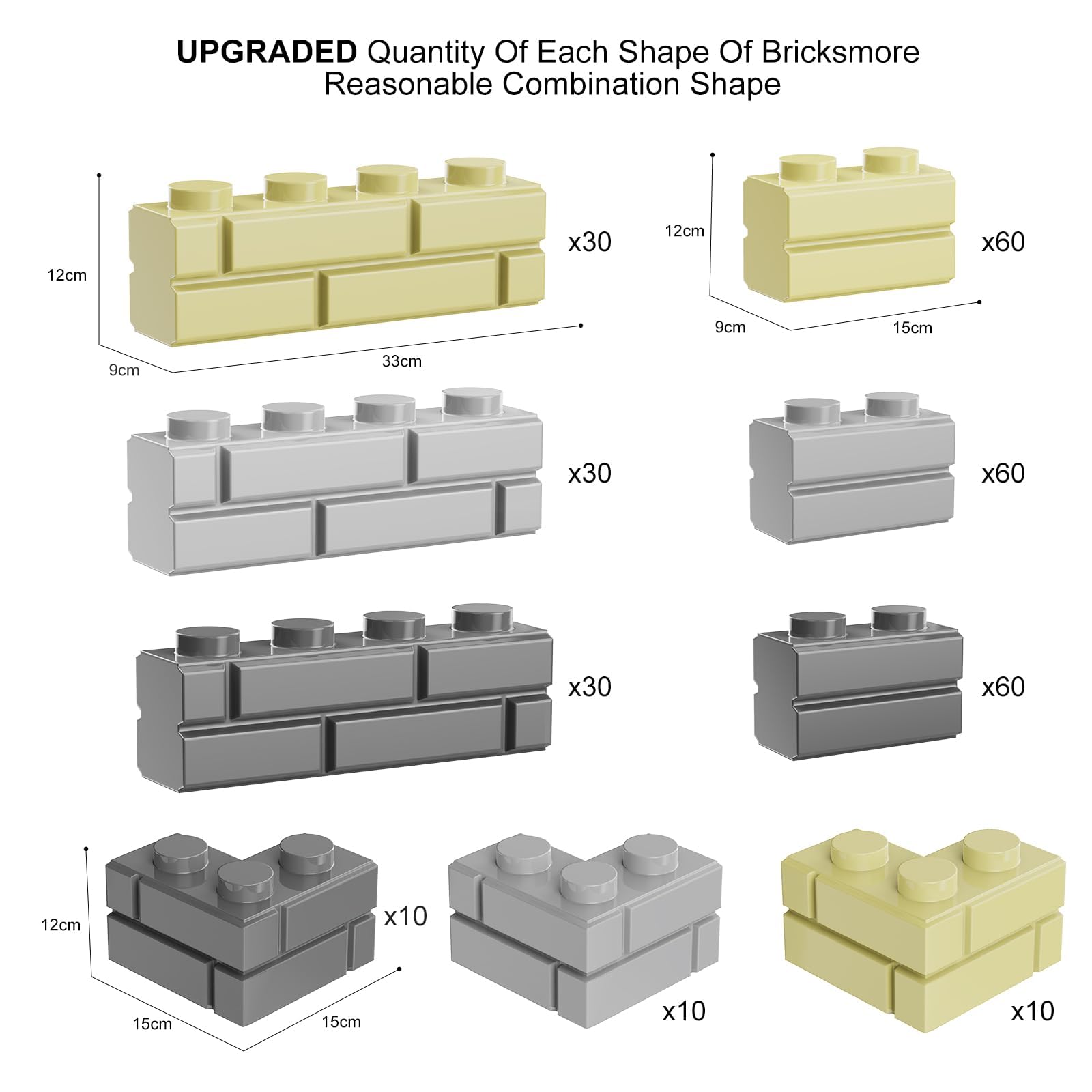 TTEHGB TOY Classic Building Bricks, 300 Pcs Masonry Profile, Wall Bricks Blocks - Image 4