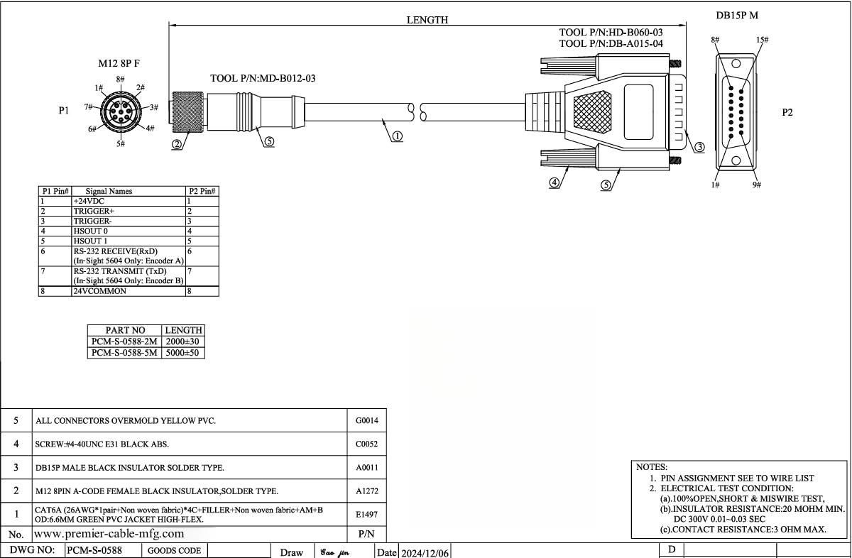 GPIO I/O Power przemysłowy kabel wyzwalający kamerę M12 8-pinowy do DB15 kompatybilny z Cognex CCB-84901-0901-02 CCB-84901-0902-05 do systemu wizyjnego serii In-Sight 5000 CIO-MICRO CIO-MICRO-CC (2 m)