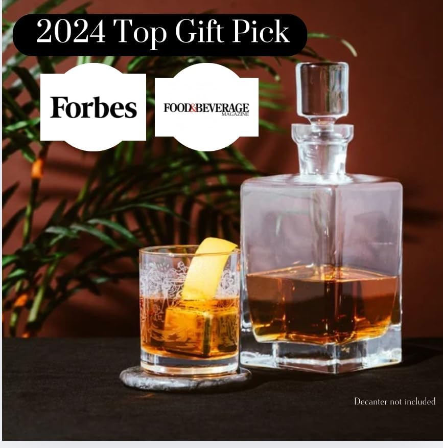 AWAZ Whiskey Glasses – Set of 2, Engraved with Whiskey-Making Process, 24k Gold Rim – 11oz Scotch, Bourbon Lovers Glass – Best Gift - Men, Dad, Husband, Coworker – Holiday, Birthday, Retirement - Image 6