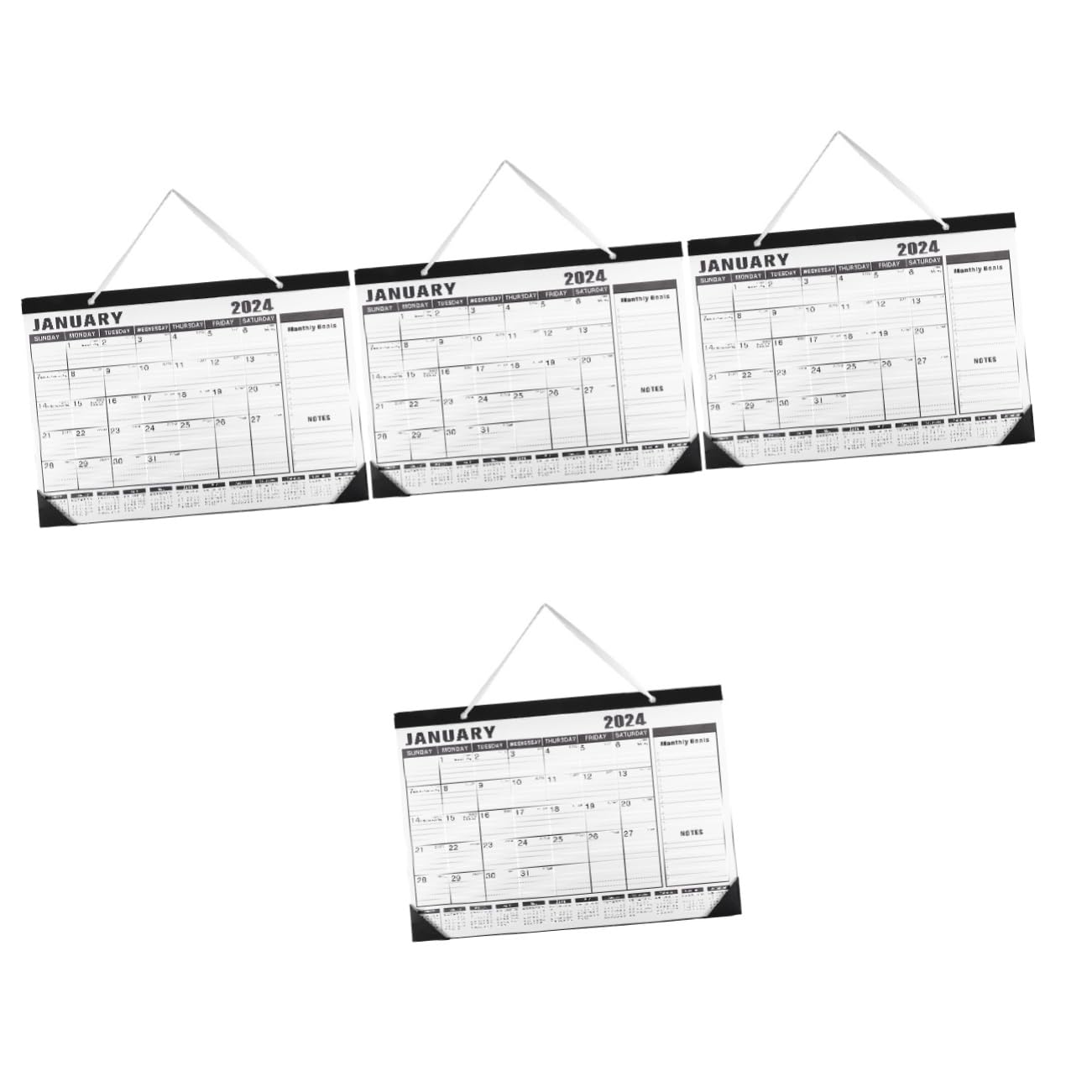 VILLCASE 4 Pezzi Calendario Mensile Inglese Conto Alla Rovescia Per Ufficio Domestico Con Robusto Spazio Per Appendere Alla Parete E Scrivere