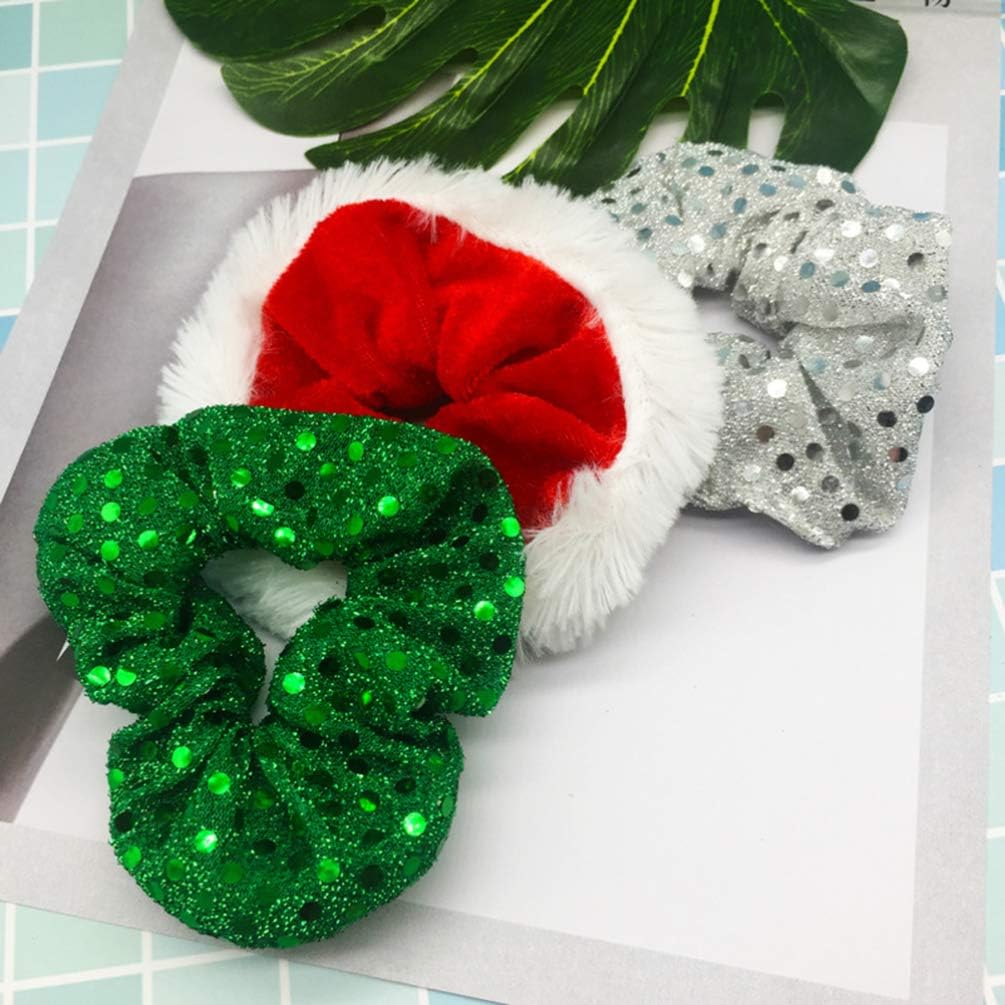 Minkissy Christmas Hair Ropes, 6pcs Christmas Scrunchies Hair Bands Ponytail Holder Sequin Hair Ties for Women Girls - Image 4