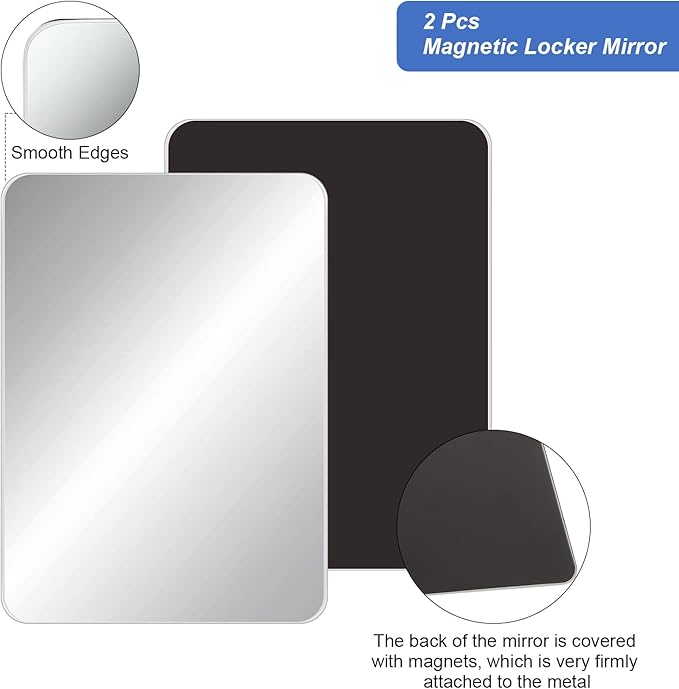 2 Espejos Magnéticos para Casillero, Rectangulares, Vidrio Real miniatura 4