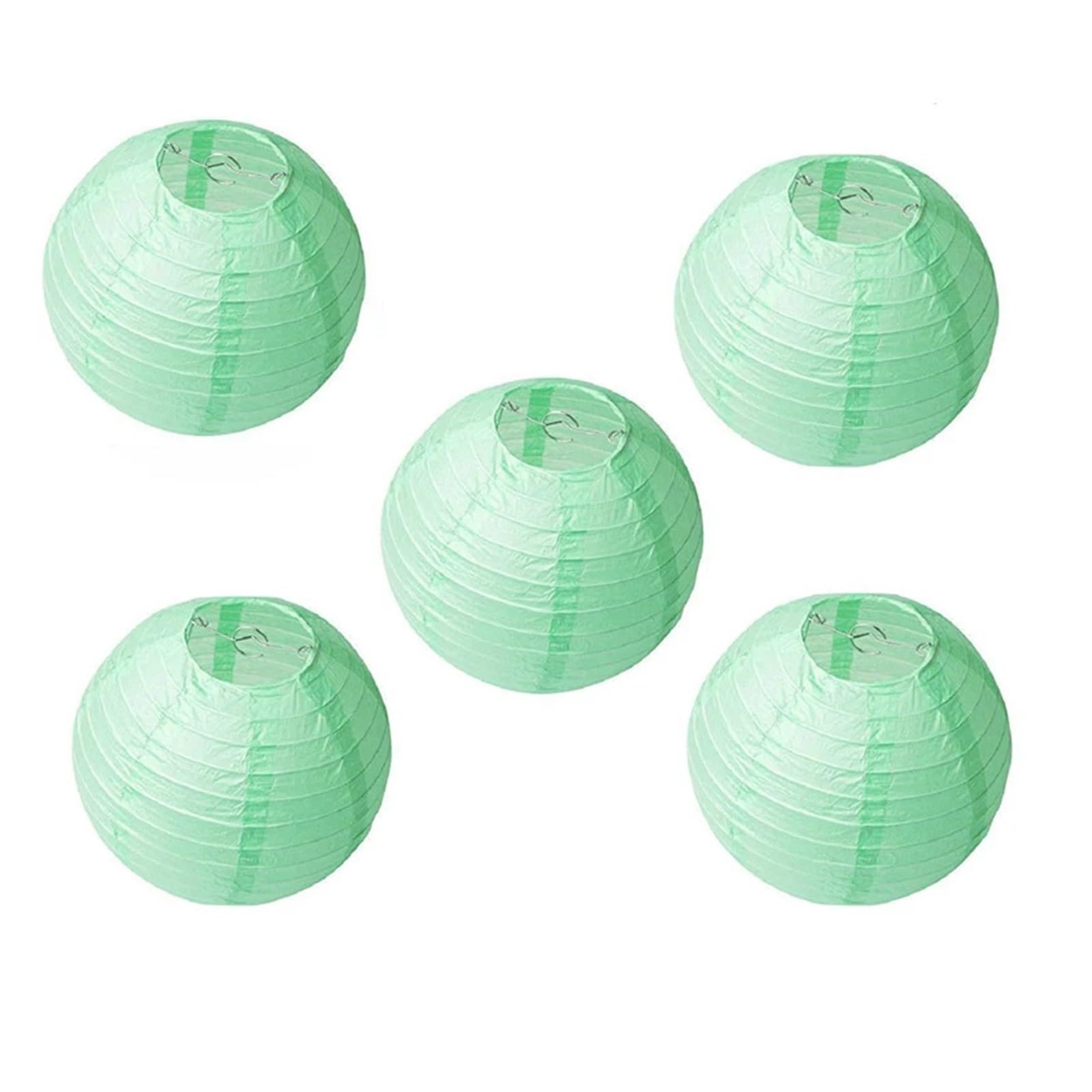Lanternes en Papier Blanc et Vert Menthe, Lanterne Ronde Chinoise, Lampion, Boule de Mariage, décor Suspendu for fêtes et événements, 10 pièces(14inch-35cm)