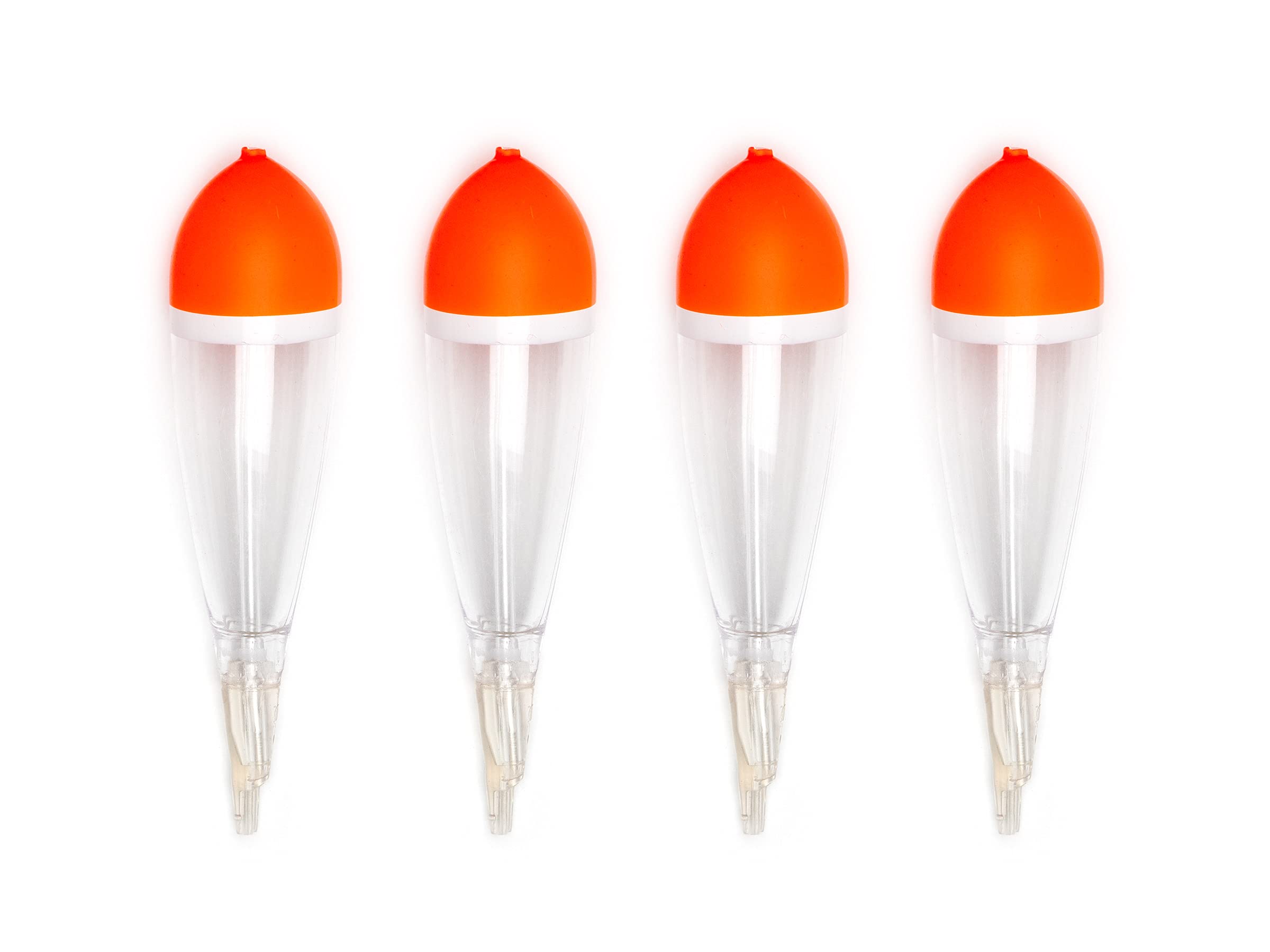 TwinCatch Lot De 4 Flotteurs Pour Prédateurs – 11 G – Corps Transparent – Tête Orange Fluo – 9,2 Cm