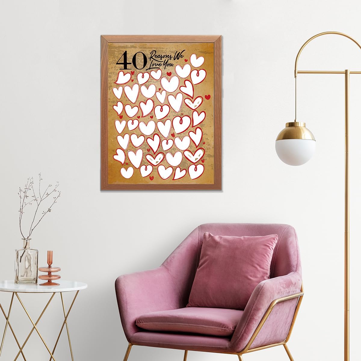 40 Reason Why We Love You,40th Birthday Wall Decor,Birthday Gifts for Women Men,Guest Canvas 40th Anniversary or Birthday Party Favors Decoration-24x18 In