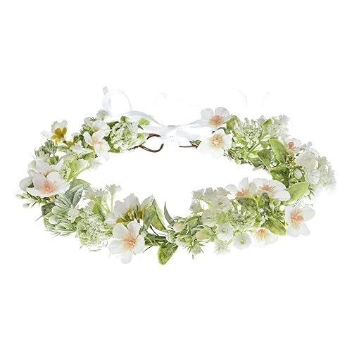 Vividsun Corona de flores de hoja verde nupcial Diadema floral de eucalipto para festivales de boda Accesorios de fotos (Iblancoverde)