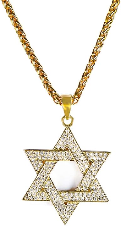 Jewish Star Pendant Necklace, Prong 