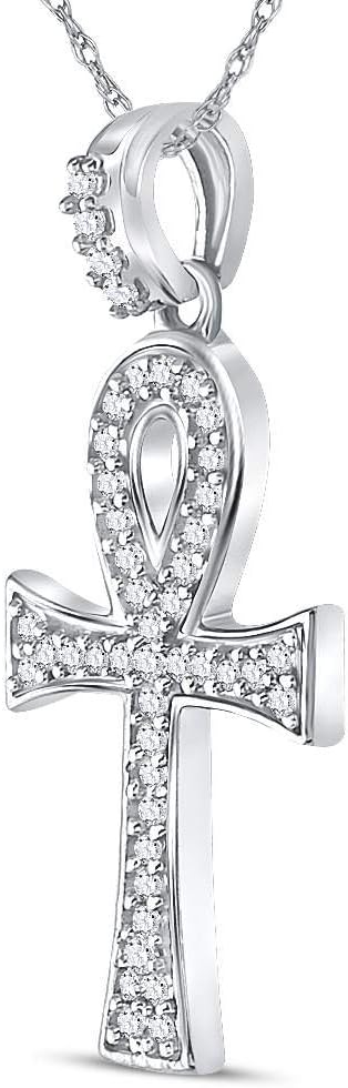 Diamond2Deal 10kt Yellow Gold Round Diamond Roman Religious Crucifix Cross Charm Pendant 1/3 Cttw Color- G-H Clarity- I2-I3