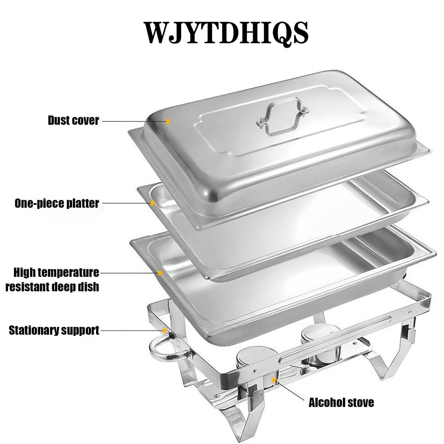 9l Acciaio Inossidabile Chafing Dish Rettangolo Food Warmer, Buffet Server Piatti di Servizio, Chafing Dish Catering Buffet Set, per Party, Feste, Matrimoni, Banchetti, Argento