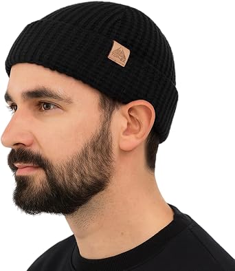 PolarWool L/XL/XXL Merino Wool Waffle Knit Troyer Hat Watch Cap Double Layer 2 Styles Warm Winter Knitted Hat Men Women